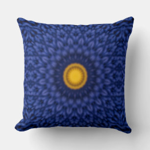 Duck on blue with yellow kaleidoscope cushion