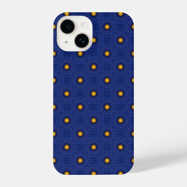 Duck on blue with yellow kaleidoscope iPhone 14 ca Case (Back)