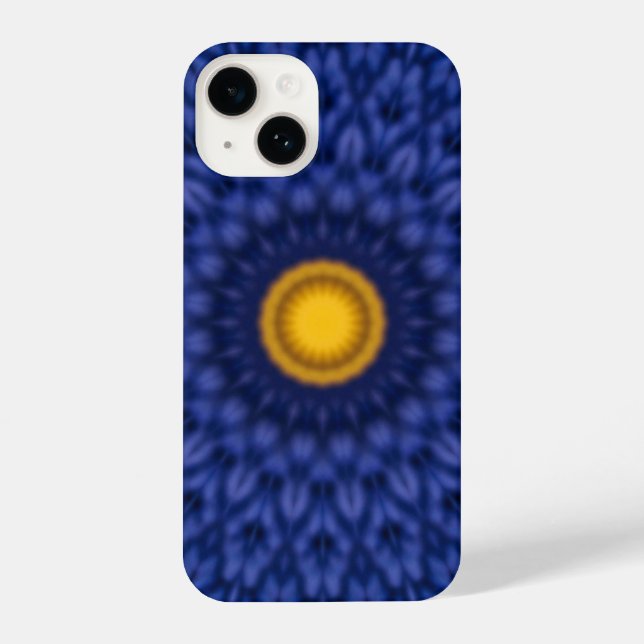 Duck on blue with yellow kaleidoscope iPhone case (Back)
