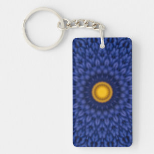 Duck on blue with yellow kaleidoscope key ring