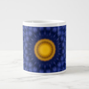Duck on blue with yellow kaleidoscope large coffee mug
