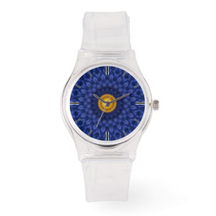 Duck on blue with yellow kaleidoscope watch