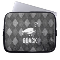 Duck Pictogram on Black Argyle Grunge