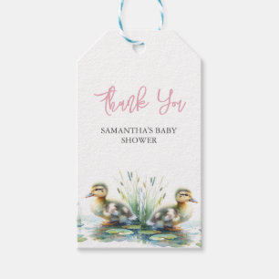 Duck Pink Baby Shower Favour Tags Template