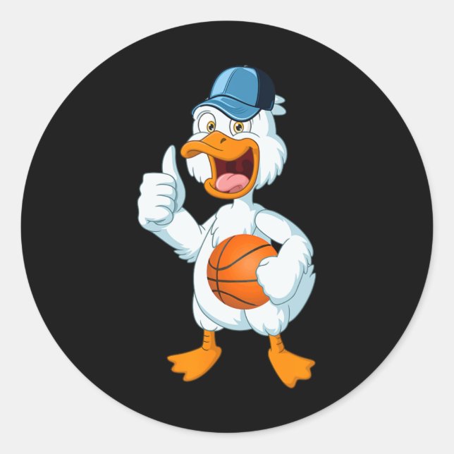 Duck Playing Basketball Costume Basketball Player  Classic Round Sticker (Front)