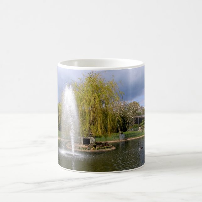 Duck pond in springtime coffee mug (Center)