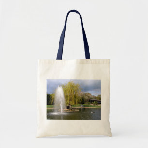 Duck pond in springtime tote bag