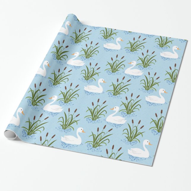 Duck Pond Pattern Wrapping Paper (Unrolled)