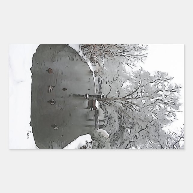 duck pond rectangular sticker (Front)