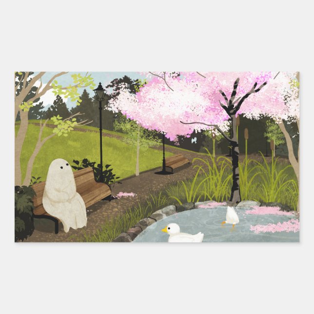 Duck Pond - Spring Rectangular Sticker (Front)