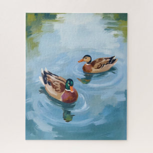 Duck Pond Watercolor Painting Jigsaw Puzzle