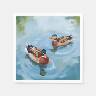 Duck Pond Watercolor Painting Napkin