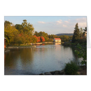 Duck pond with mill in fall