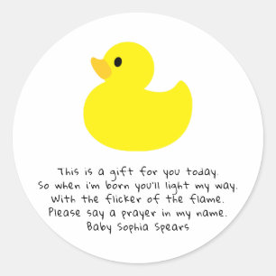 Duck. Prayer candle label