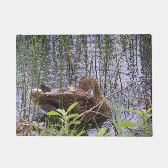 Duck Preening in the Reeds Doormat (Front)