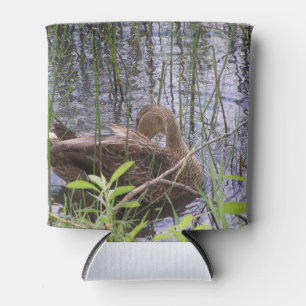  Duck  preening itself among the reeds Can Cooler