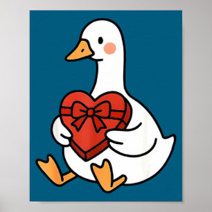 Duck Preppy Silly Just Goose Valentine Love Poster