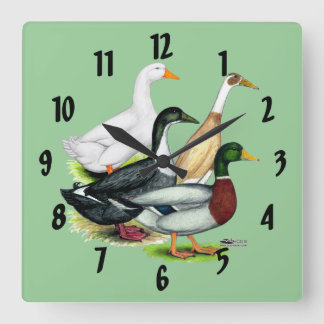Duck Quartet Square Wall Clock