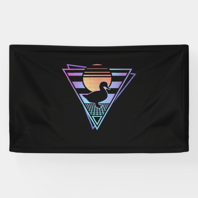 Duck Retro 80s EDM Synthwave Gift T-Shirt Banner (Horizontal)