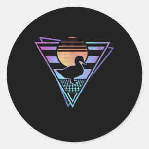 Duck Retro 80s EDM Synthwave Gift T-Shirt Classic Round Sticker