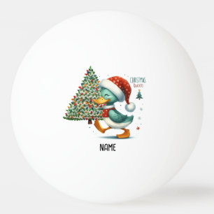 Duck Santa Claus with Christmas tree Ping Pong Ball