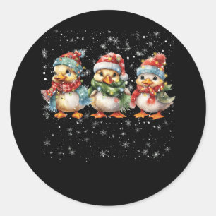 Duck Santa Hat Christmas Lights Silly Goose Merry  Classic Round Sticker