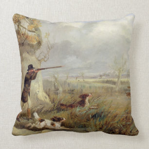 Duck Shooting (oil on canvas) Cushion