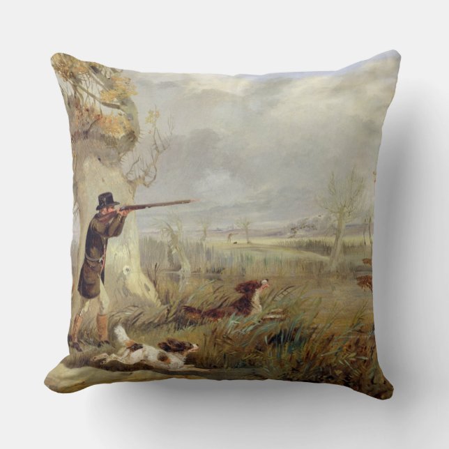 Duck Shooting (oil on canvas) Cushion (Front)