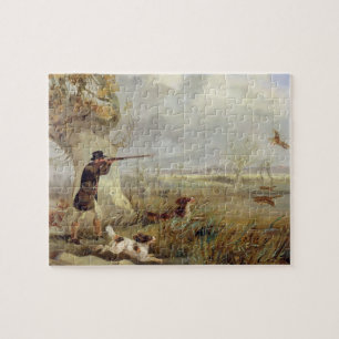 Duck Shooting (oil on canvas) Jigsaw Puzzle