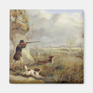 Duck Shooting (oil on canvas) Magnet