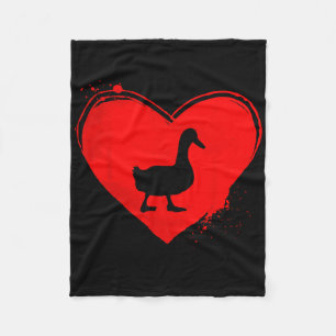 Duck Silhouette Heart Shape Valentine Duck Lovers Fleece Blanket
