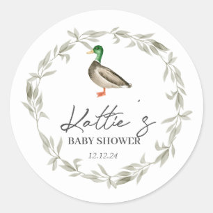 Duck sticker, mallard sicker, duck baby shower squ classic round sticker