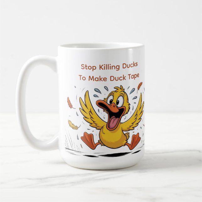 duck tape sarcasm coffee mug (Left)