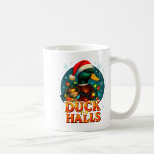 Duck The Halls Funny Christmas Lights Hunting Seas Coffee Mug