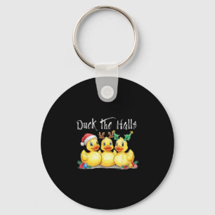 Duck The Halls Santa Hat Reindeer Ears Holly Chris Key Ring