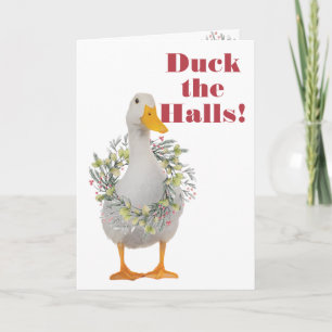 Duck the Halls White Duck Christmas Card