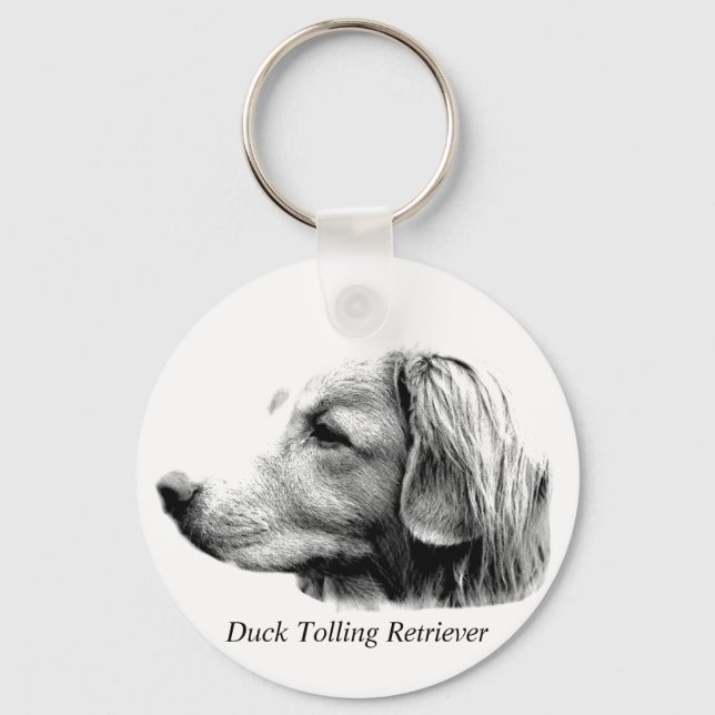 Duck Tolling Retriever Dog Engraving Pictures Key Ring (Front)