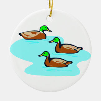 DUCK TRIO ON POND ROUND ORNAMENT