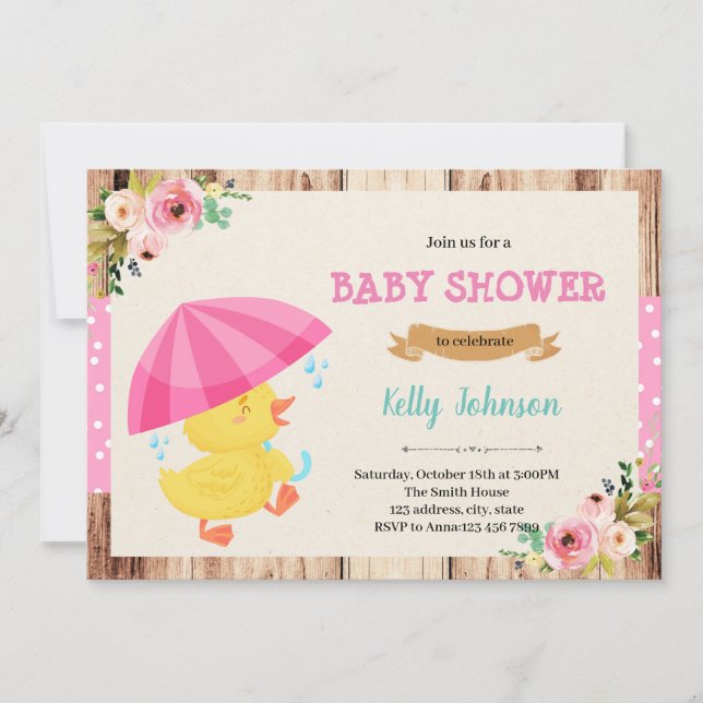 Duck umbrella shower invitation (Front)