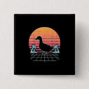 Duck Vaporwave Aestic 80s Farm Animal Farmer Gift 15 Cm Square Badge