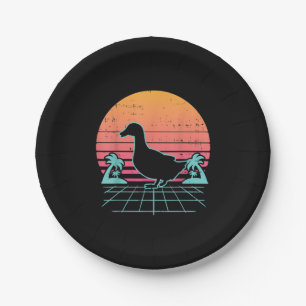 Duck Vaporwave Aestic 80s Farm Animal Farmer Gift Paper Plate