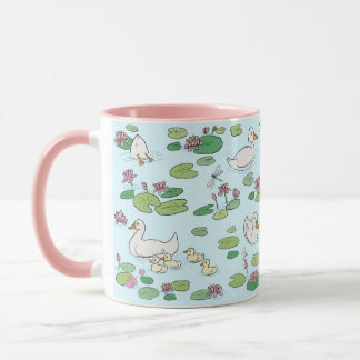 Duck Waterlily Pads 11 oz. Pink, Blue Ceramic Mug