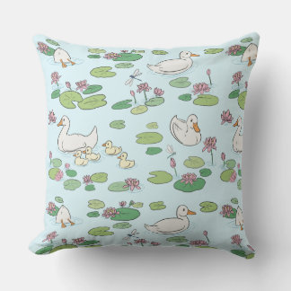 Duck Waterlily Pads Throw Pillow