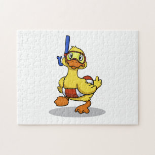 Duck wearing snorkelling mask choose back colour jigsaw puzzle