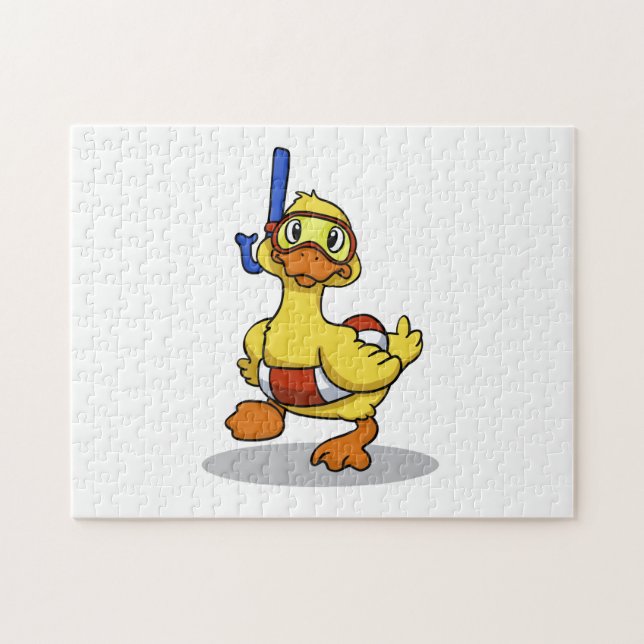 Duck wearing snorkelling mask | choose back colour jigsaw puzzle (Horizontal)