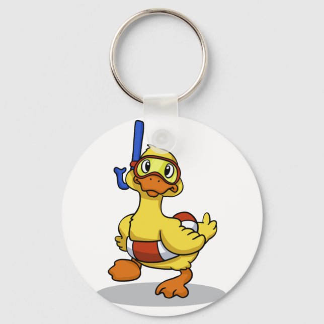 Duck wearing snorkelling mask | choose back colour key ring (Front)