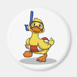 Duck wearing snorkelling mask choose back colour magnet