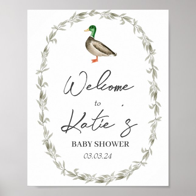 Duck Welcome Poster, Mallard Welcome Sign (Front)