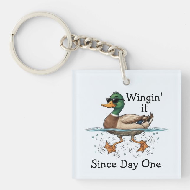 Duck Winging It  Key Ring (Front)