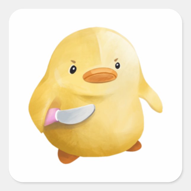 Duck with a Knife Square Sticker (Front)